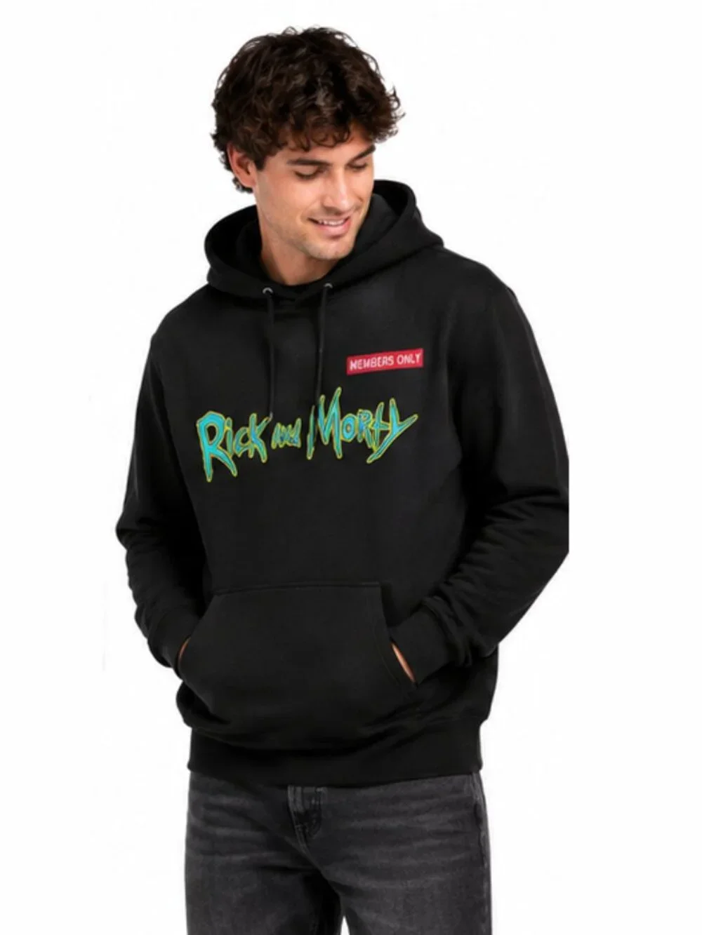 NWT Members Only Rick and Morty Men's Large Sweatshirt Pullover Hoodie W/Pocket